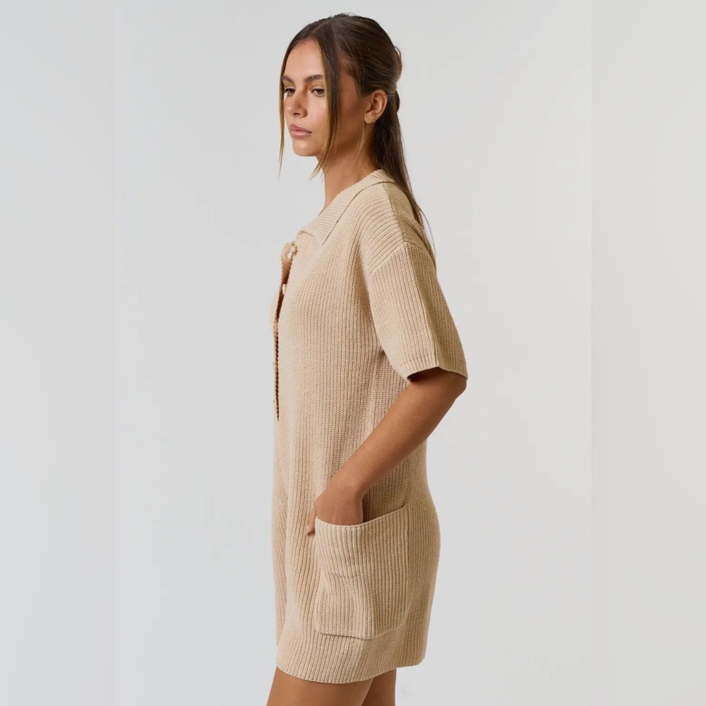 NWOT Button-up Pocket Sweater Romper - Picture 3 of 6